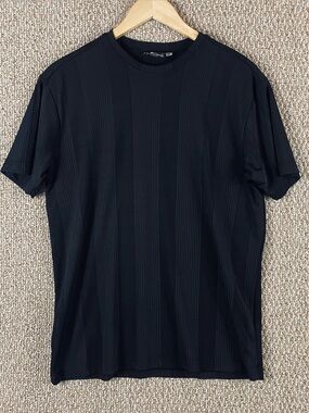 Vintage Positano Shirt Men’s Medium Black Stretch Short Sleeve Rave Club T682